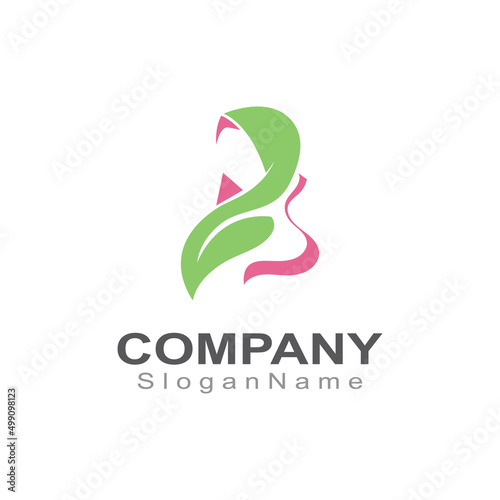 Muslim hijab woman Logo template vector illustration design