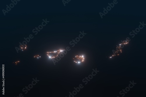 Fotótapéta Aerial shot of Canary islands at night, view from south
