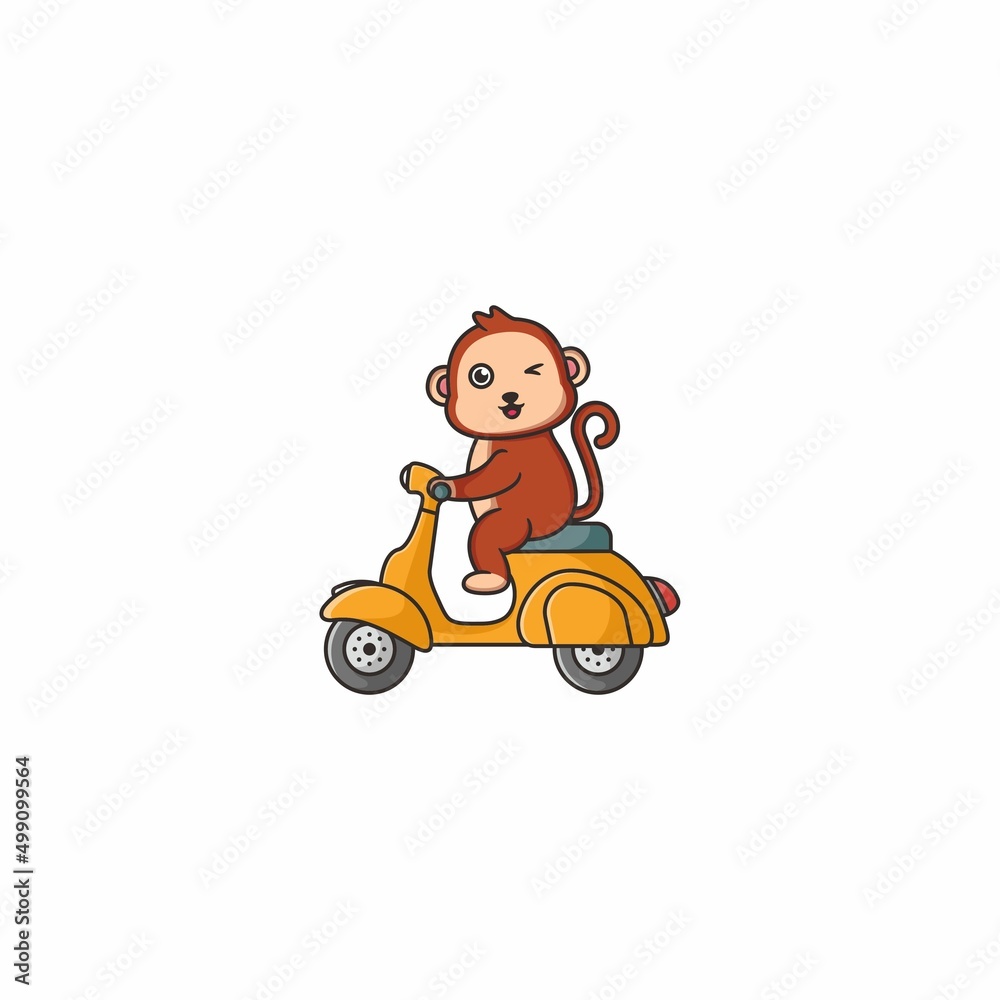 Monkey Scooter Mascot Logo Design Monkey Scooter Mascot Logo Design