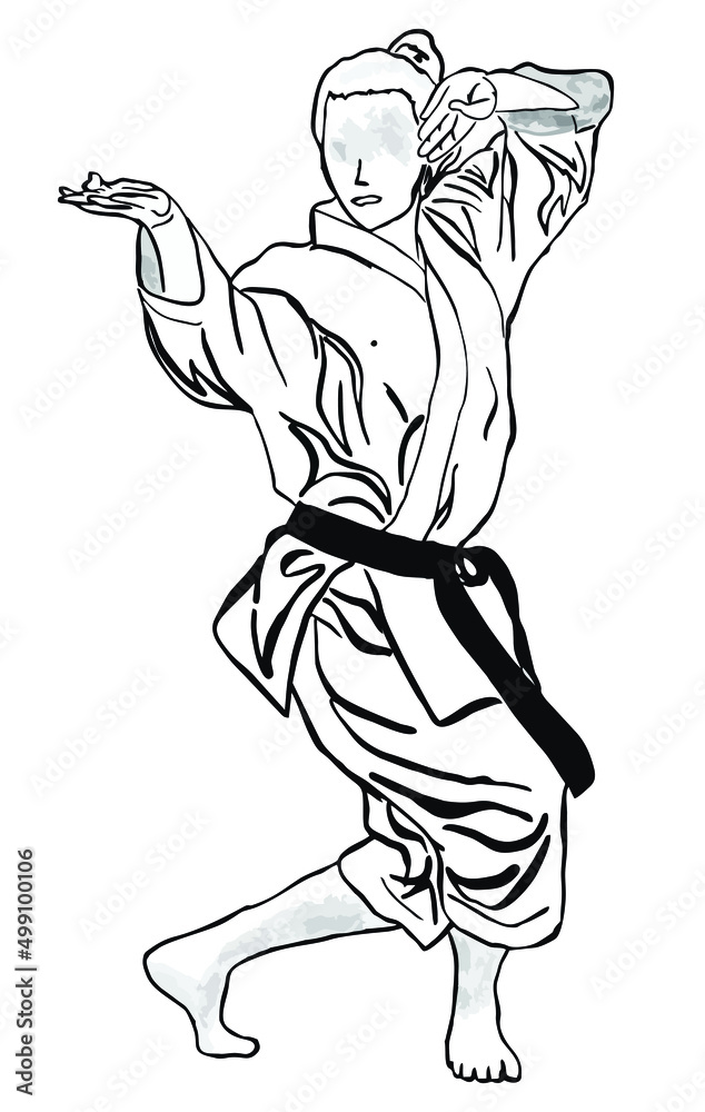 karate taekwondo illustration vector logo