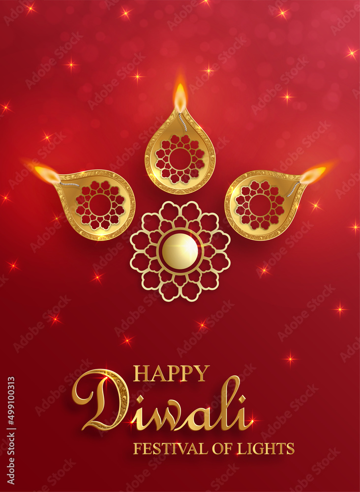 Fototapeta premium Festive Diwali and Deepawali card. The indian festival of lights
