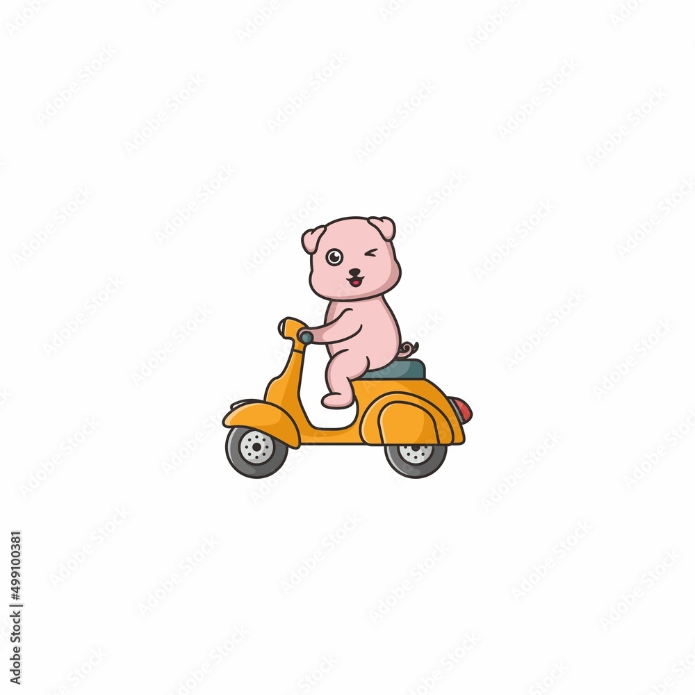 Pork Scooter Mascot Logo Design