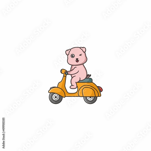 Pork Scooter Mascot Logo Design © bimalkan