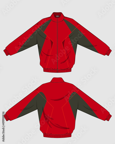 retro vintage windbreaker hoodie jacket template