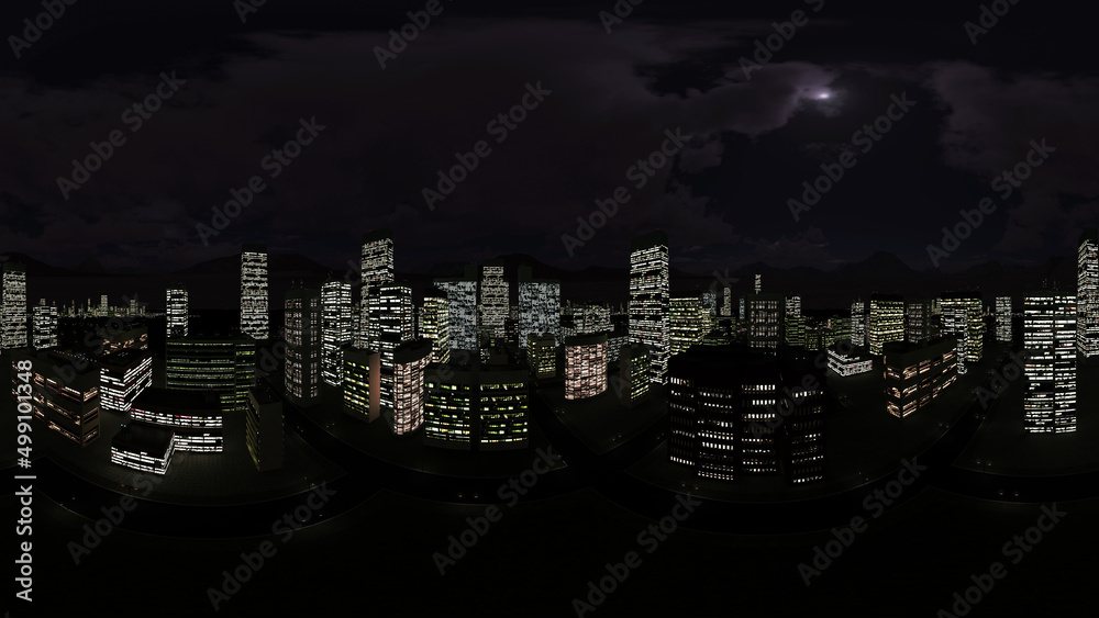 night city 360 HDRI. environment, panorama, 3d rendering 04 Stock ...
