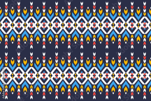 Carpet ethnic pattern art. Ikat seamless pattern traditional. American, Mexican style. Design for background, wallpaper, vector illustration, fabric, clothing, carpet, textile, batik, embroidery.