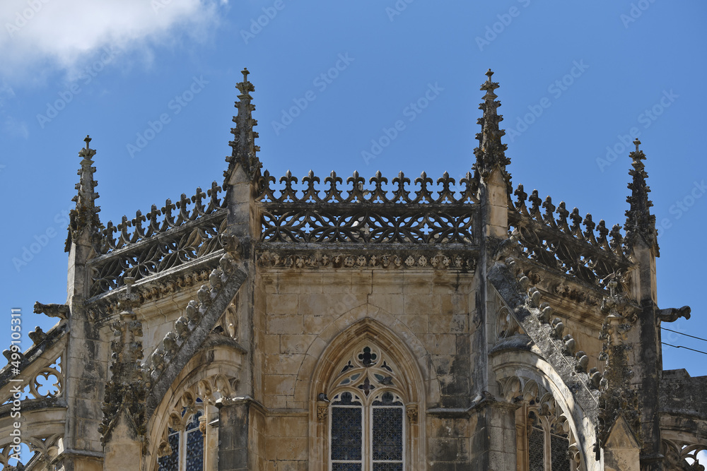 details of the Church of Santa Maria da Vitória in the Batalha Monastery in Batalha, Portugal