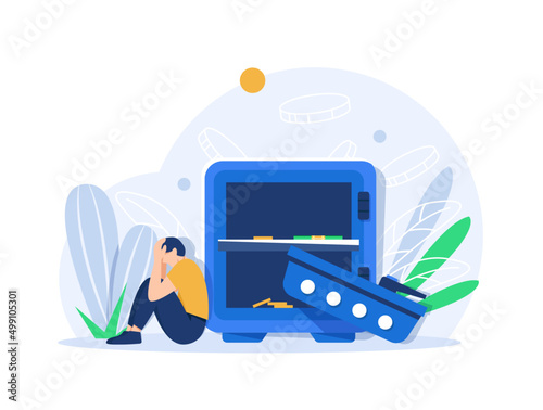 financial planning failure,bankrupts,flat design icon vector illustration