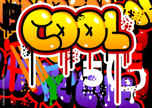 Cool, colored Graffiti tag. Abstract modern street art decoration performed in urban painting style.