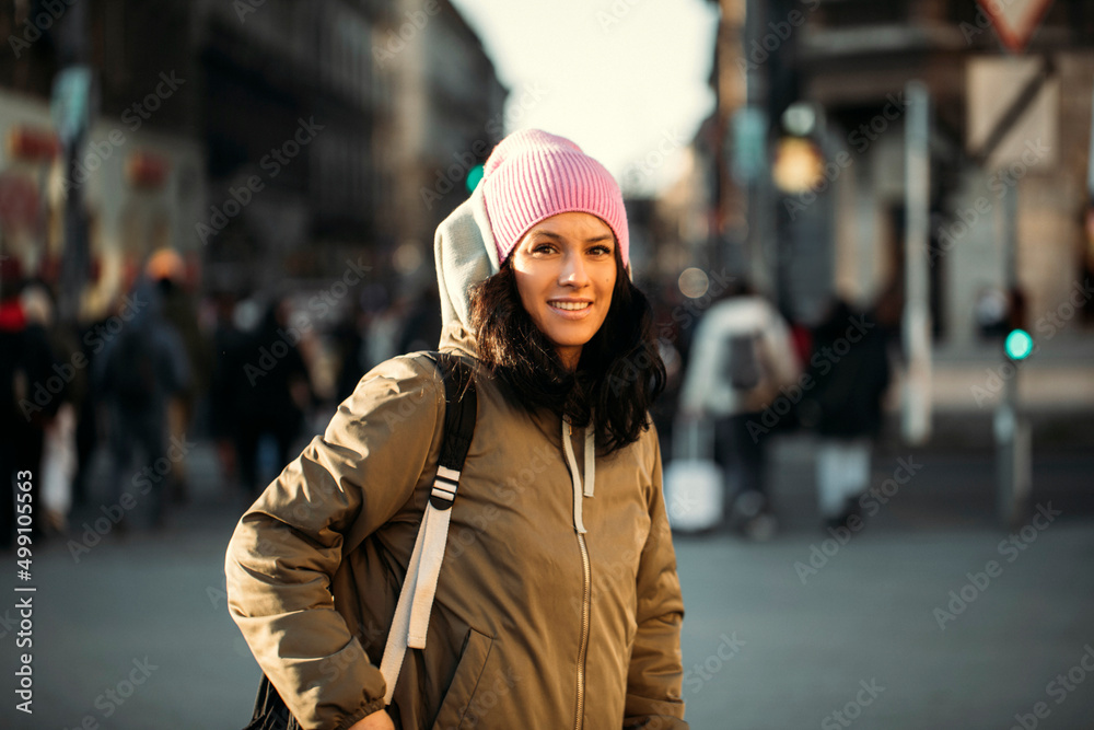 Fashionably dressed woman on the streets Fashionably dressed woman on the streets