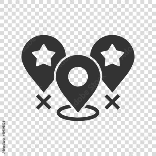Map pin icon in flat style. gps navigation vector illustration on white isolated background. Locate position business concept.