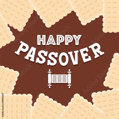 Happy passover vector with Matzos surround on background