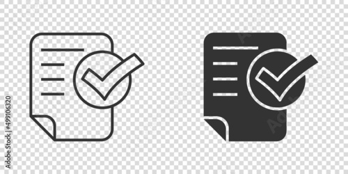 Document checklist icon in flat style. Report vector illustration on white isolated background. Paper sheet business concept.