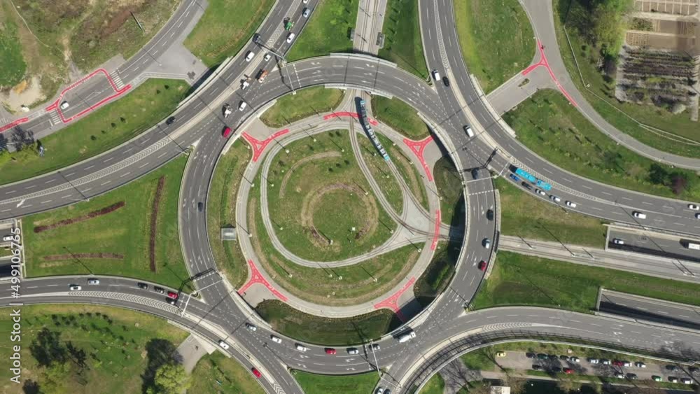 Zagreb, capital of Croatia, aerial overhead view of road junction Zagreb, capital of Croatia, aerial overhead view of road junction