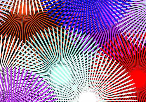 The background image uses radial lines  bright colors on a black background
