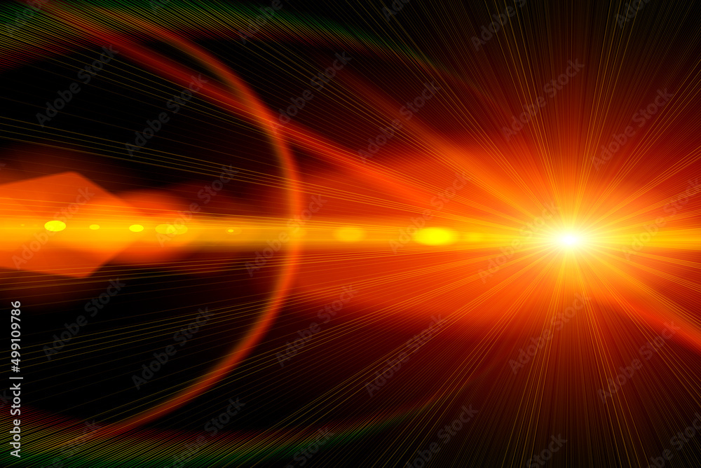 Abstract Natural Sun flare on the black Abstract Natural Sun flare on the black