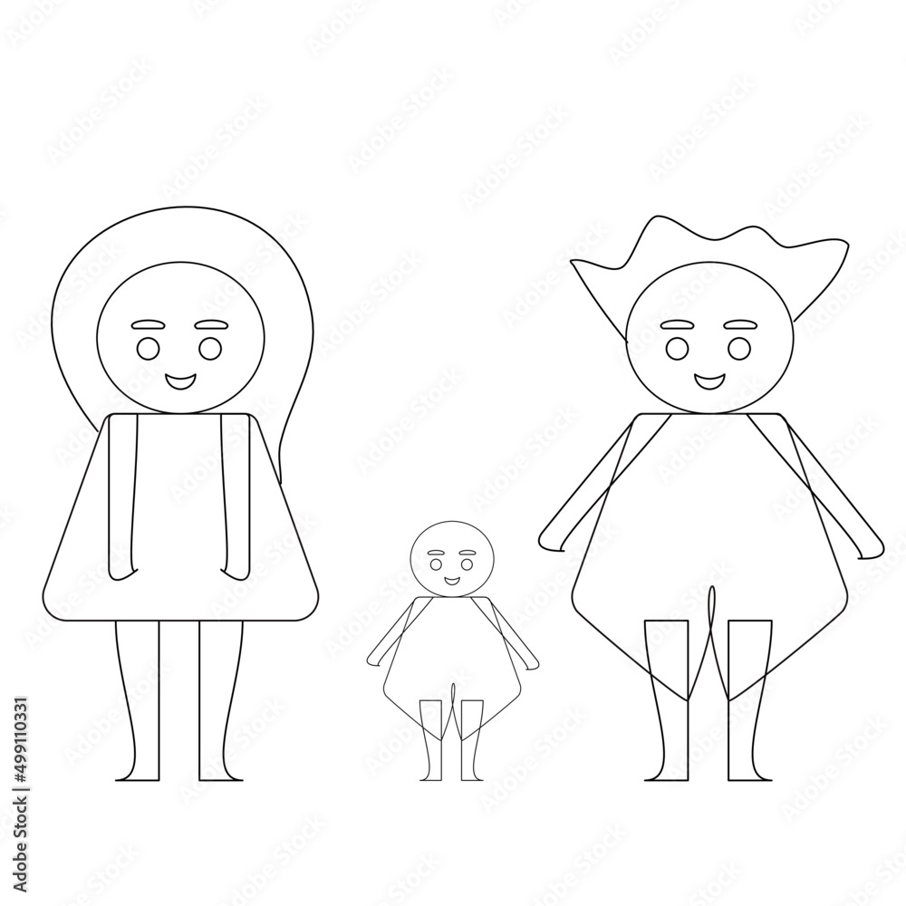 Girl, man, from geometric shapes, black stripes on a white background. Girl, man, from geometric shapes, black stripes on a white background.
