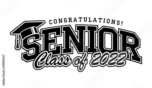 Lettering Class of 2022 for greeting, invitation card. Text for design, congratulation event, T-shirt, party, high school or college graduate. Vector on transparent  background