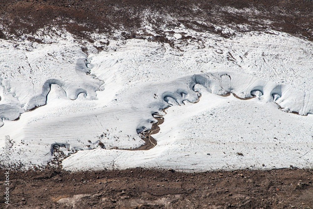 Streams winding through the Gorner glacier, Swiss Alps