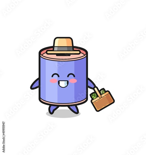 cylinder piggy bank herbalist character searching a herbal