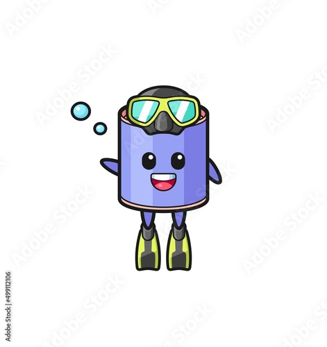 the cylinder piggy bank diver cartoon character