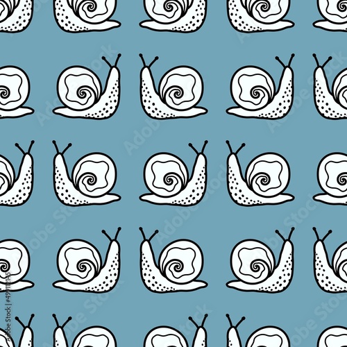 Animals seamless cute snails pattern for fabrics and textiles and packaging and gifts and cards and linens and kids © Tetiana