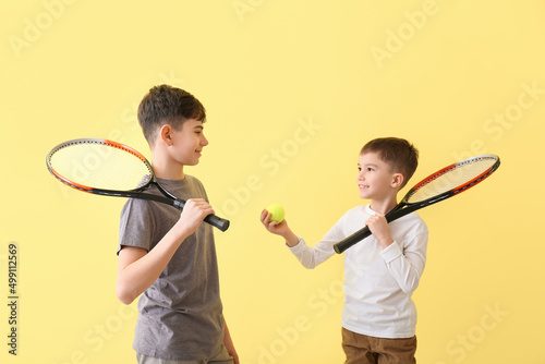 Portrait of cute brothers w...