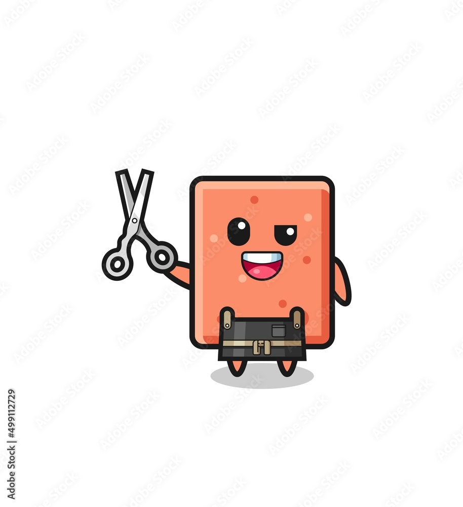 brick character as barbershop mascot