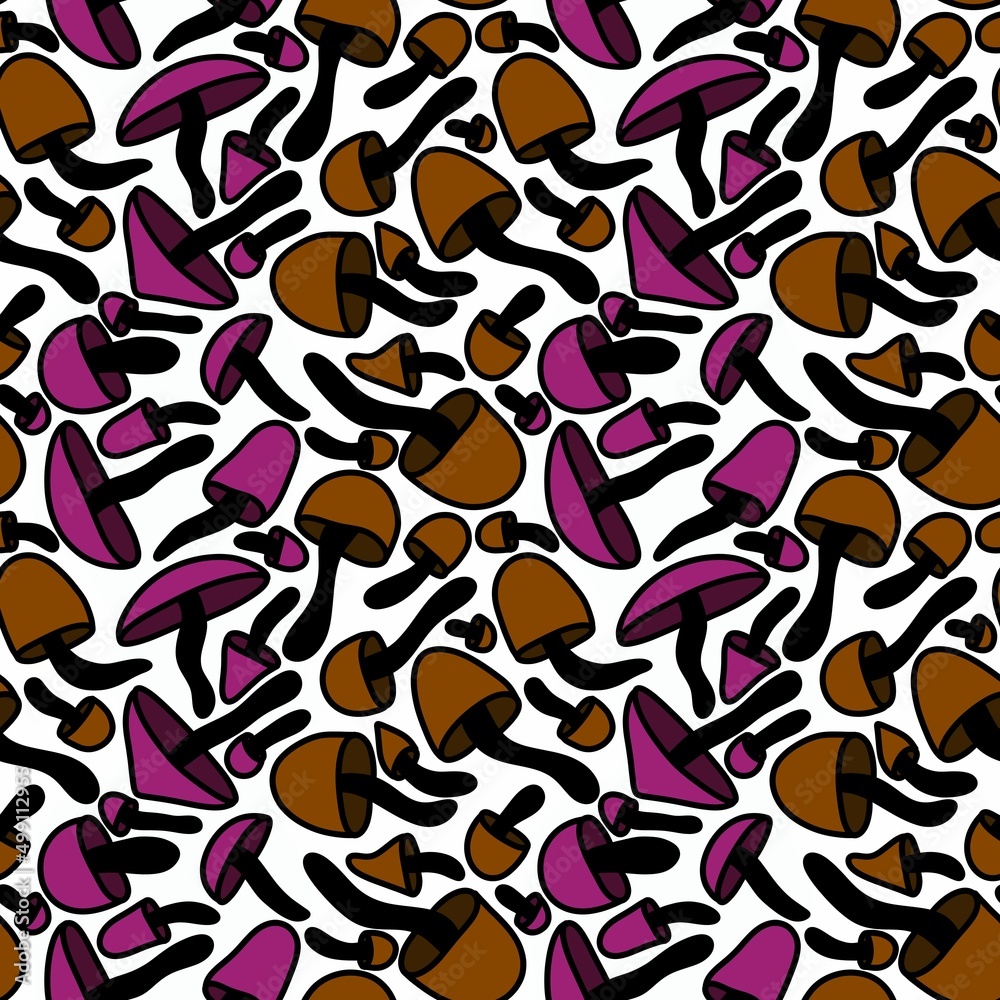 Seamless Halloween mushrooms pattern for fabrics and textiles and packaging and gifts and cards and linens and kids Seamless Halloween mushrooms pattern for fabrics and textiles and packaging and gifts and cards and linens and kids