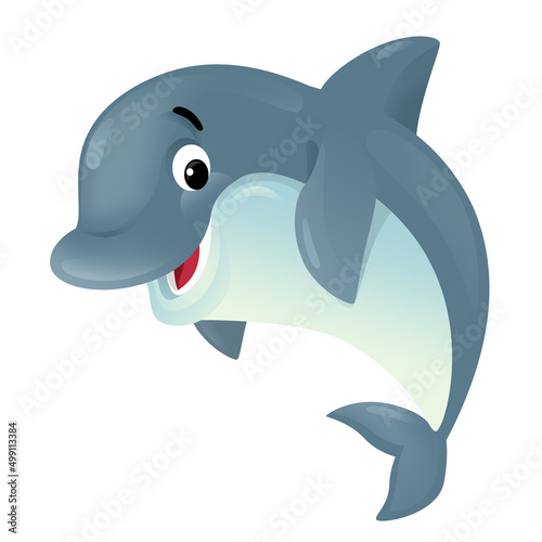 cartoon scene with dolphin on white background illustration