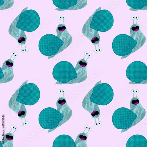 Obraz na plátne Kids seamless snails pattern for wallpaper and fabrics and textiles and packagin