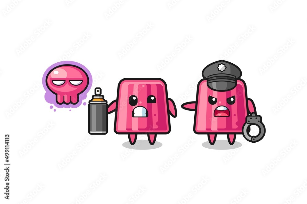 jelly cartoon doing vandalism and caught by the police jelly cartoon doing vandalism and caught by the police
