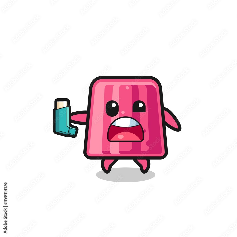 jelly mascot having asthma while holding the inhaler jelly mascot having asthma while holding the inhaler