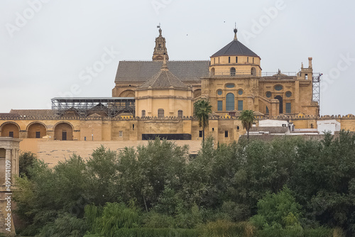 View at the Mosque-Cathedral of Córdoba, Roman Catholic Diocese and Plaza del Triunfo as background, Cordoba downtown, Spain