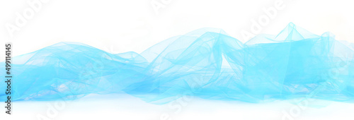 Wallpaper Mural Abstract blue tulle fabric isolated on white background. Bright transparent material curve wave on white. Torontodigital.ca
