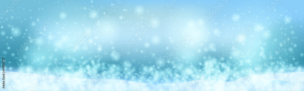Fototapeta premium Great background landscape with snowfall for winter background