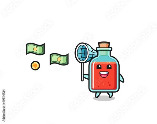 illustration of the square poison bottle catching flying money