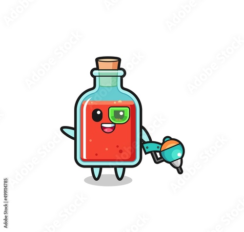 square poison bottle cartoon as future warrior mascot