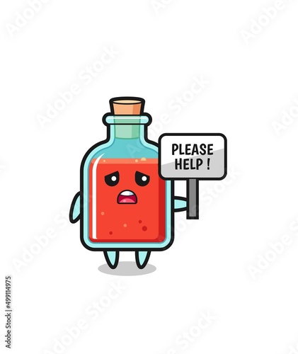 cute square poison bottle hold the please help banner