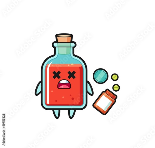 illustration of overdose square poison bottle character