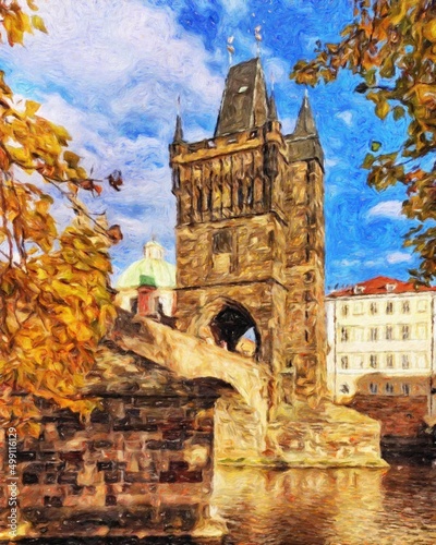 Photography Real painting modern artistic artwork Prague Czechia drawing in oil city center