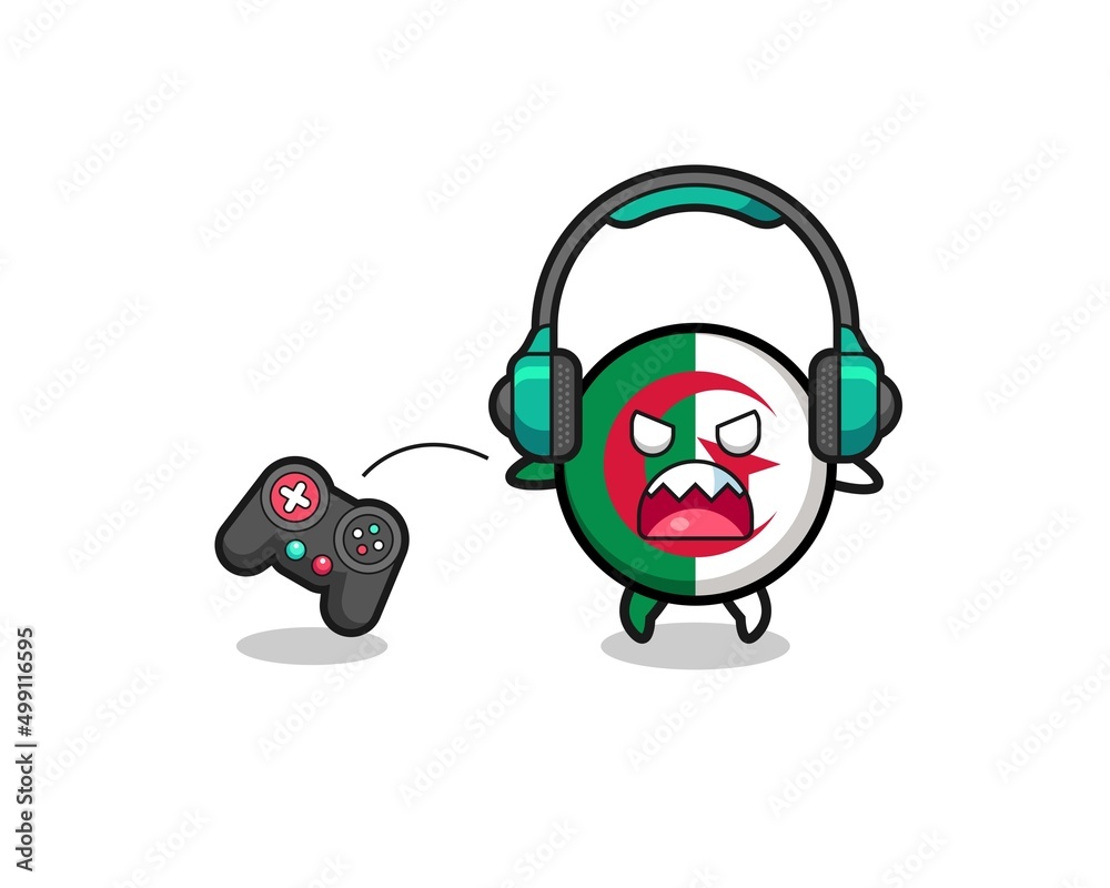 algeria flag gamer mascot is angry algeria flag gamer mascot is angry