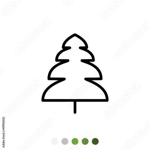 Pine tree or Christmas tree outline icon, Vector.