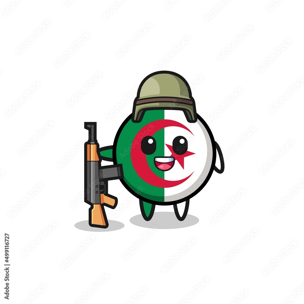 cute algeria flag mascot as a soldier