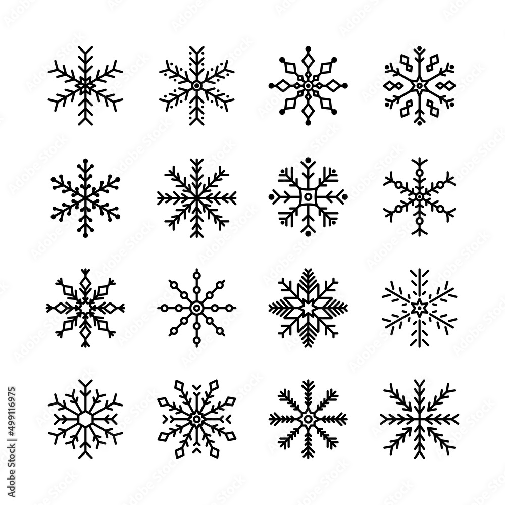 Collection of Snowflake icon with Different shape, Vector.