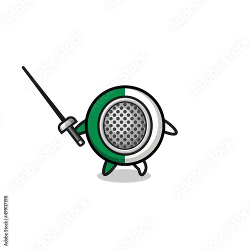 algeria flag earth cartoon as fencer mascot