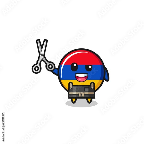 armenia flag character as barbershop mascot