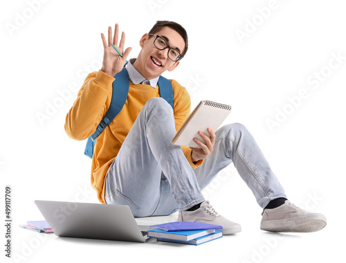 Male Asian student with not...