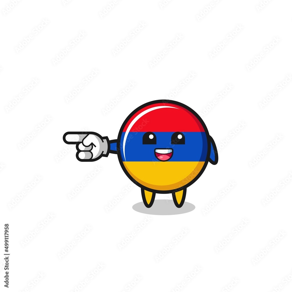 armenia flag cartoon with pointing left gesture armenia flag cartoon with pointing left gesture