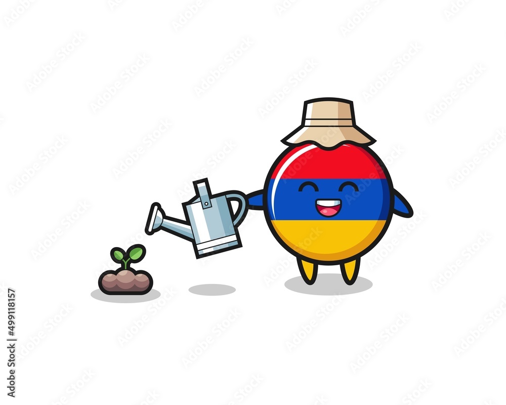 cute armenia flag is watering plant seeds cute armenia flag is watering plant seeds